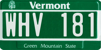 VT license plate WHV181