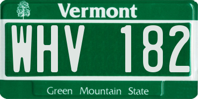 VT license plate WHV182