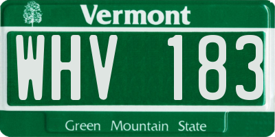 VT license plate WHV183