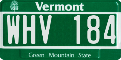 VT license plate WHV184