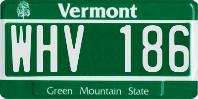 VT license plate WHV186