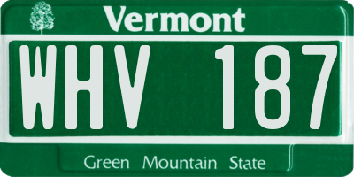 VT license plate WHV187