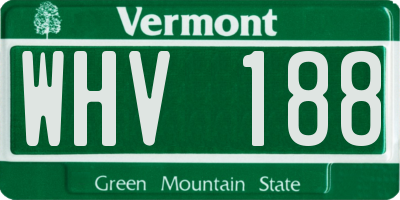 VT license plate WHV188