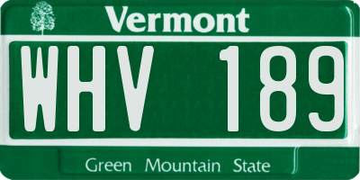 VT license plate WHV189