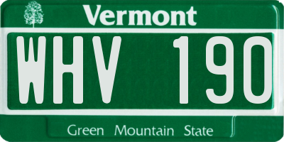 VT license plate WHV190