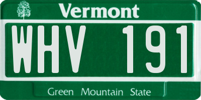 VT license plate WHV191