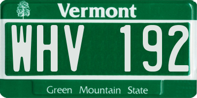 VT license plate WHV192