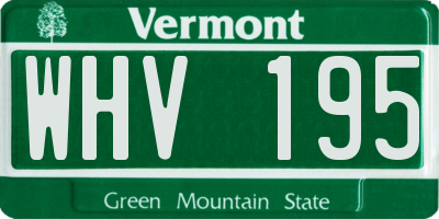 VT license plate WHV195