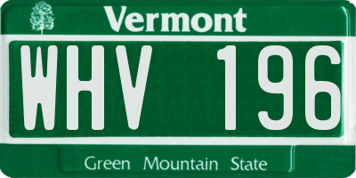 VT license plate WHV196
