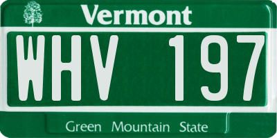 VT license plate WHV197