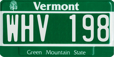VT license plate WHV198