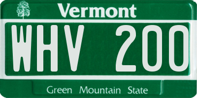 VT license plate WHV200