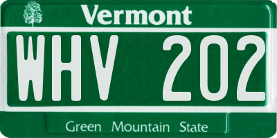 VT license plate WHV202