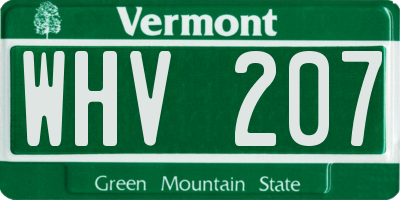 VT license plate WHV207