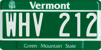 VT license plate WHV212