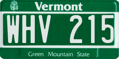 VT license plate WHV215