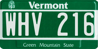 VT license plate WHV216