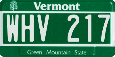 VT license plate WHV217
