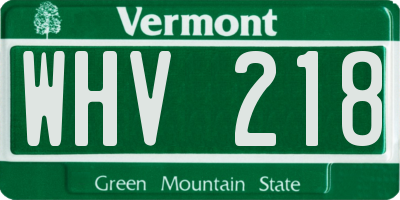 VT license plate WHV218