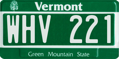 VT license plate WHV221