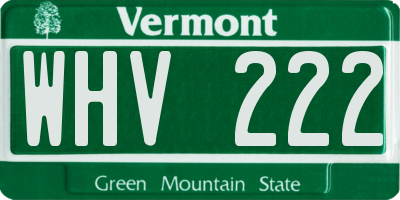 VT license plate WHV222