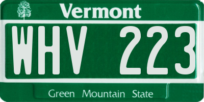 VT license plate WHV223