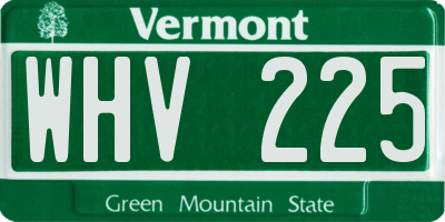 VT license plate WHV225