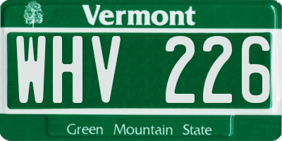 VT license plate WHV226