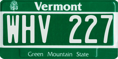 VT license plate WHV227