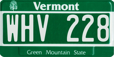 VT license plate WHV228