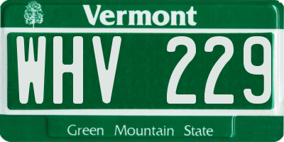 VT license plate WHV229