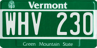 VT license plate WHV230
