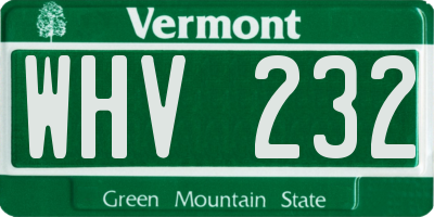 VT license plate WHV232