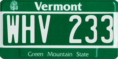 VT license plate WHV233