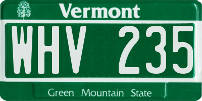 VT license plate WHV235