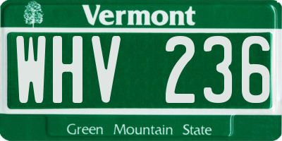 VT license plate WHV236