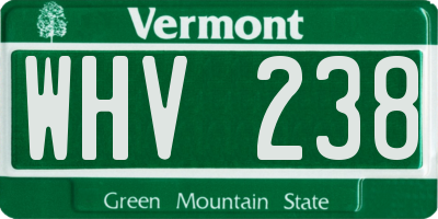 VT license plate WHV238