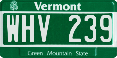 VT license plate WHV239