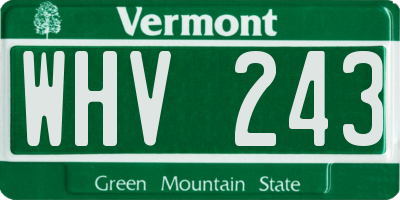 VT license plate WHV243