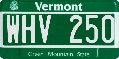 VT license plate WHV250