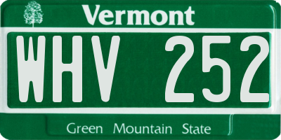 VT license plate WHV252