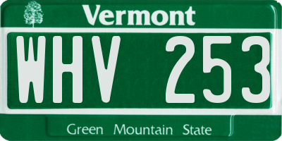 VT license plate WHV253