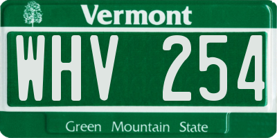 VT license plate WHV254