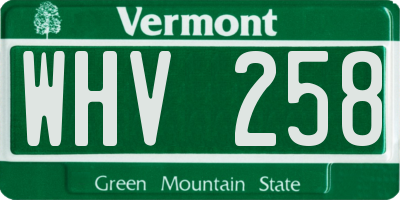 VT license plate WHV258