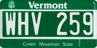 VT license plate WHV259
