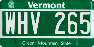 VT license plate WHV265