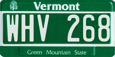 VT license plate WHV268