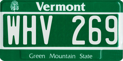 VT license plate WHV269