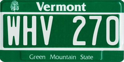 VT license plate WHV270