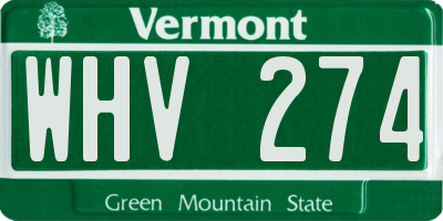 VT license plate WHV274